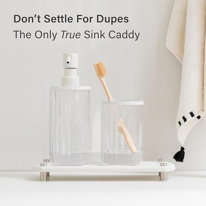 Dorai Home Sink Caddy ??Water-Absorbing Stone Tray for Sink, Stainless Steel Feet, Fast-Drying, Sandstone