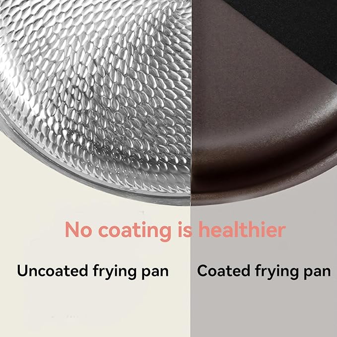 Titanium Hammered Pan, Durable Scratch-Resistant Titanium Frying Pans for Cooking, No-Coating Nonstick Skillet, Even Heating for Cooking, Nutritious Pan for Cooking,No lid,10.23in