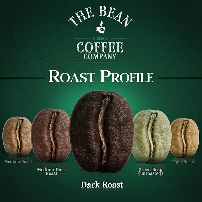 The Bean Organic Coffee Company Water Processed DECAF Le Bean, Dark French Roast, Whole Bean Coffee, 16-Ounce Bags (Pack of 2)