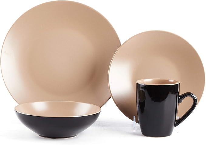Colors Life 16pc Dinnerware Set竊똙ery Berry - 4 Assorted Colors Beige, Berry, Plum, and Rose