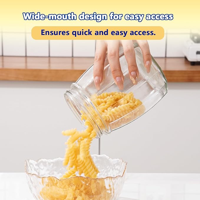 1.06L Food Storage Jars with Lids - Organize Flour, Oats, Pasta, Tea, Coffee Beans & Dry Goods - Individual Pantry Container