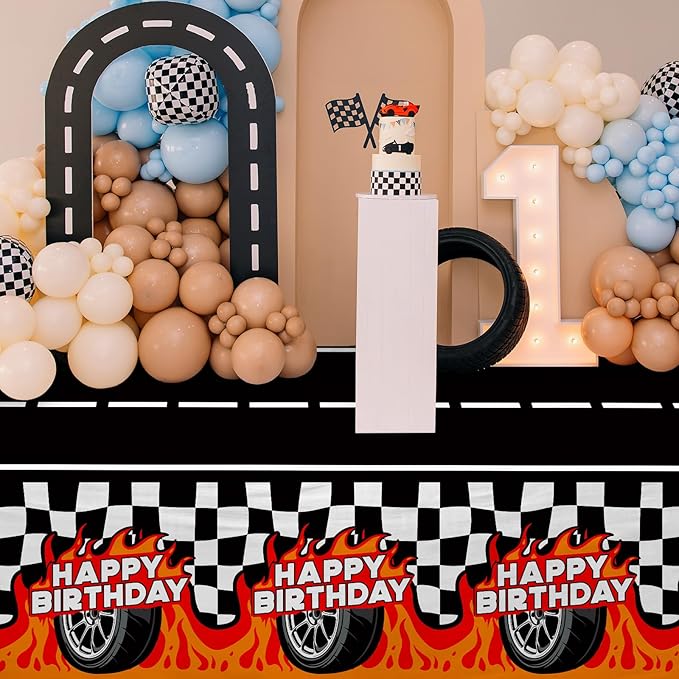 Gatherfun Car Birthday Decorations Kit: Car Theme Party Supplies, Includes 2-Pack Racing Car -Themed Tablecloths for Kids & Boys' Racing Car Birthday, Disposable Table Covers 54 x 108 Inch