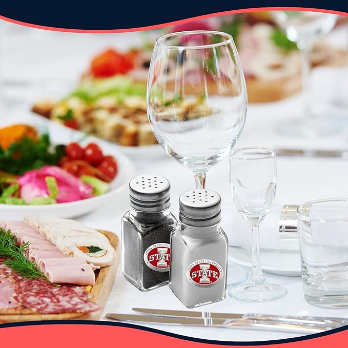 Heritage Pewter Iowa State University Salt and Pepper Shaker Set of 2 Bottles | Expertly Crafted Pewter Glass