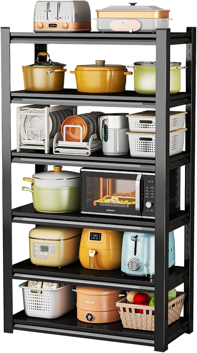 Kitchen shelfFive-layer Thickened Storage Rack??7.95횞35.43횞15.75 inch Load capacity 500lbs per layer Can be freely assembled Anti-corrosive design Commercial storage racks for kitchen, garage. Garden.
