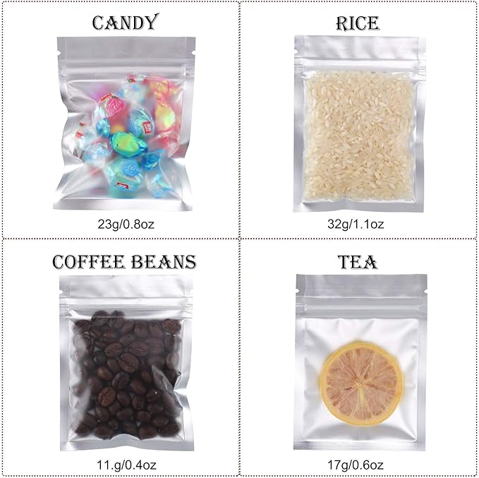 Blulu 100 Pieces Resealable Foil Proof Bags Scent Proof Flat Pouch Clear Smell Sealable Packing Bags Iridescent for Food Storage Snack Jewelry(3 x 4 Inch,Red)