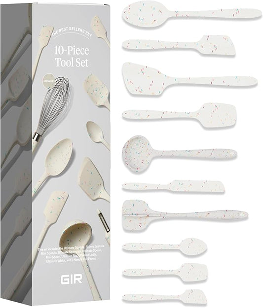 GIR: Get It Right 10-Piece Silicone Ultimate Kitchen Utensil Set ??Spatulas, Ladle, Flip, Spoons, Whisk, Peeler & Spoonula ??Nonstick, Non-Toxic, Heat-Resistant ??Sprinkles
