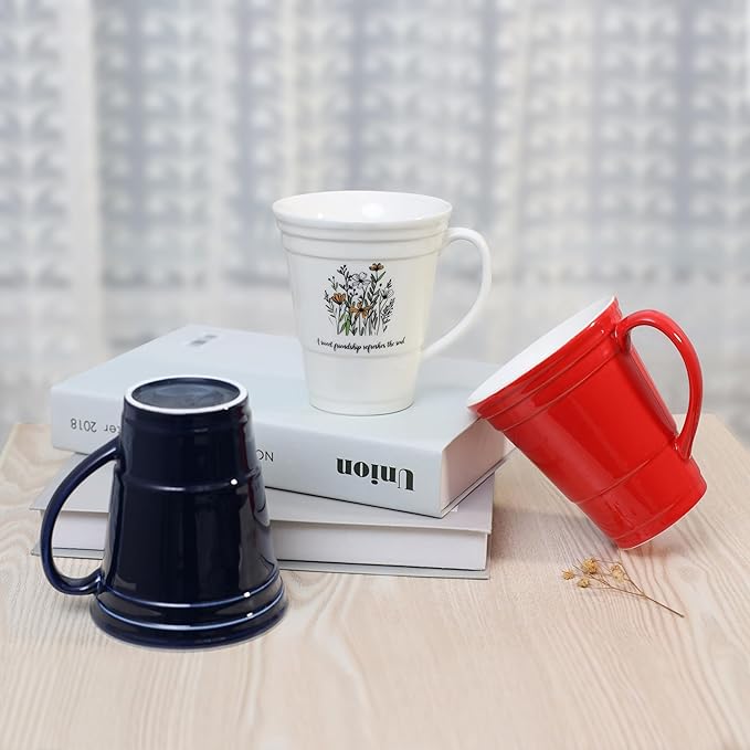 HOME SMILE Novelty Coffee Mug for Women Office Work,Ceramic 14 oz Large Coffee Cup,Christmas Birthday Gifts for Mom Female Friend Coworker,Red,Microwave & Dishwasher Safe