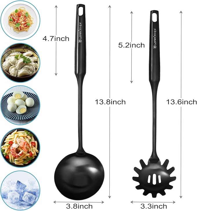Soup Ladle - 18/10 Stainless Steel Ladle Spoon, 13.8" Large Soup Spoons, Resilient Kitchen Metal Ladel for Cooking, Serving, Stirring, Canning竊똕auce, Wok & Soup竊똁lack, Christmas Gifts