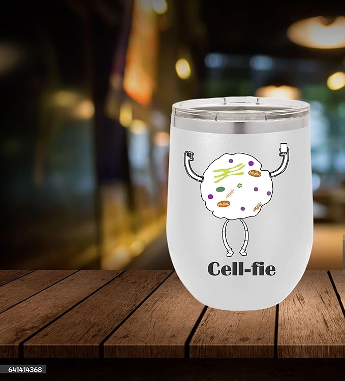 Cell Fie Wine Tumbler, Cell Fie Gift Lover, 12oz Stainless Steel Wine Tumbler, Gifts For Him, For Her, For Boys, For Girls, Birthday, Christmas Gift idea (White)