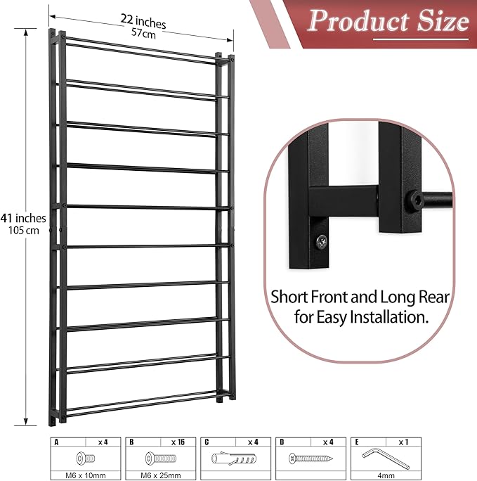 Wine Rack Wall Mounted: 20 Bottles Display Hanging - Large Capacity Wine Storage for Wine Lovers, Bar Operators as Wine Cellar/Bar/Restaurant/Hotel Lobby Display.