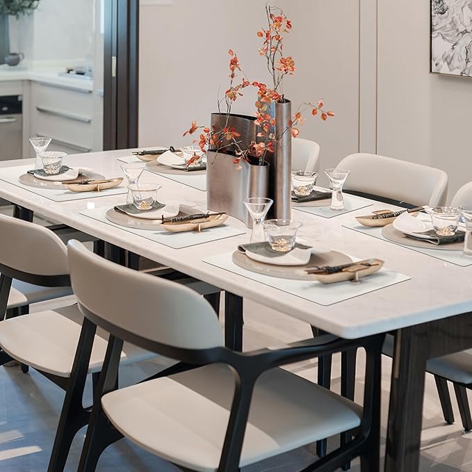 Maxpearl Faux Leather Placemats Set of 8 - Waterproof - Wipe Clean - Heat Resistant - Non Slip Dining Table Place Mats, Suitable for Indoor & Outdoor Use, 17?쇺셹12?쇺? Ivory White