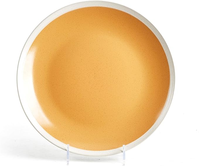 Rock Ridge Speckled Stoneware Dinnerware Set (16pc Set, Yellow and Ivory)