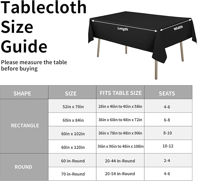 Easy-Going Faux Linen Waterproof Spill-Proof Tablecloth Stain Resistant Rectangle Table Cloth Wrinkle Free Decorative Fabric for Kitchen, Dining, Party, Weddings, Restaurants (52x70 in, Black)