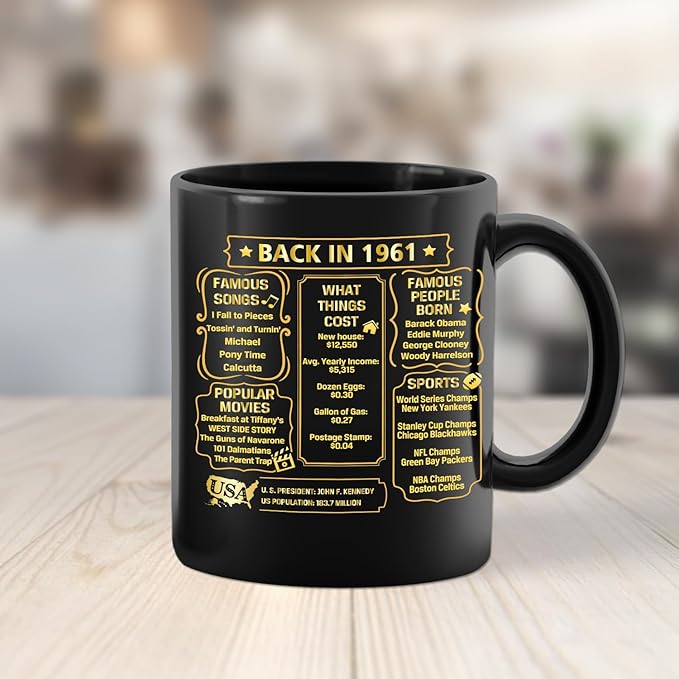 QUPT 65th Birthday Gifts for Women Men, 65th Birthday Gifts for Him, 1961 Birthday Gifts for Women Men, 65 Years Old Gifts, 1961 Birthday Gifts for Her Him, 65th Birthday Presents Coffee Mug