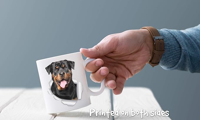 Winston & Bear Smiling Rottweiler Mug - Rottie Ceramic Coffee Mug Gift for Dog Lovers Mom and Dad - Perfect Birthday or Christmas, Father's or Mother's Day Gift (11oz)
