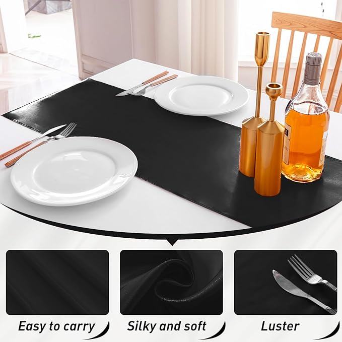 JEVIX 20 Pack Satin Table Runner 12 X 108 Inch Silk Table Runner for Party,Wedding, Birthday, Banquets,Decoration(Black)