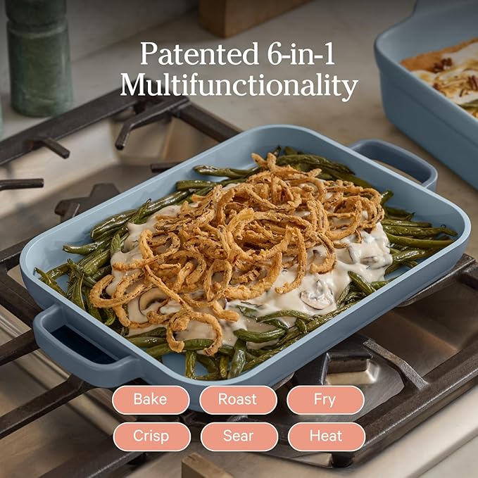 Our Place Mini Griddle Pan | 9" (2 Qt) Nonstick Ceramic Griddle Pan for Stovetop & Oven | PFAS-Free, Oven-Safe up to 450째F, Easy-Grip Handles | Blue Salt