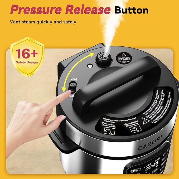 Electric Pressure Cooker 6 Quart Silver, Non-stick Pot, 9-in-1 Instant Pot, 12 Preset Functions with Touchscreen, Safe Steam Release, Stew, Slow Cook, Rice, Saut챕, Warmer