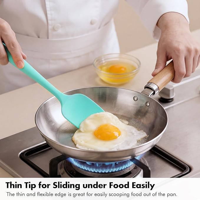 2 Pieces Silicone Spatula Set: Ironberry 600쨘F Heat Resistant Food Grade Cooking & Baking Utensils, Kitchen Flexible Nonstick Rubber Scraper for Scraping, Mixing, Scrambling, Flipping (Aqua Sky)