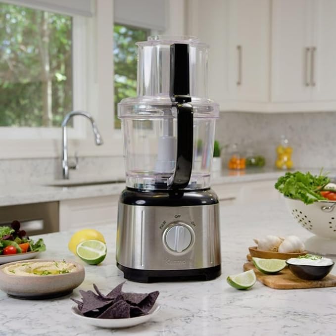 Kenmore 11-Cup Food Processor - Vegetable Procesador de Alimentos, Blender, Onion Chopper And Garlic Mincer, Kitchen Appliance High Powered Electric Licuadora, 500W Red, Stainless Steel Black