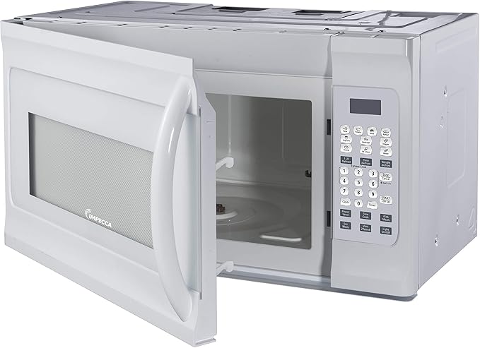 Impecca 1.6 cu. ft. Over-the-Range 30??Microwave Oven 1000 Watts, with Surface Light, 2 Speed Vent System, Touchpad Controls, Digital Clock, Timer, LED Display and Child Lock, White