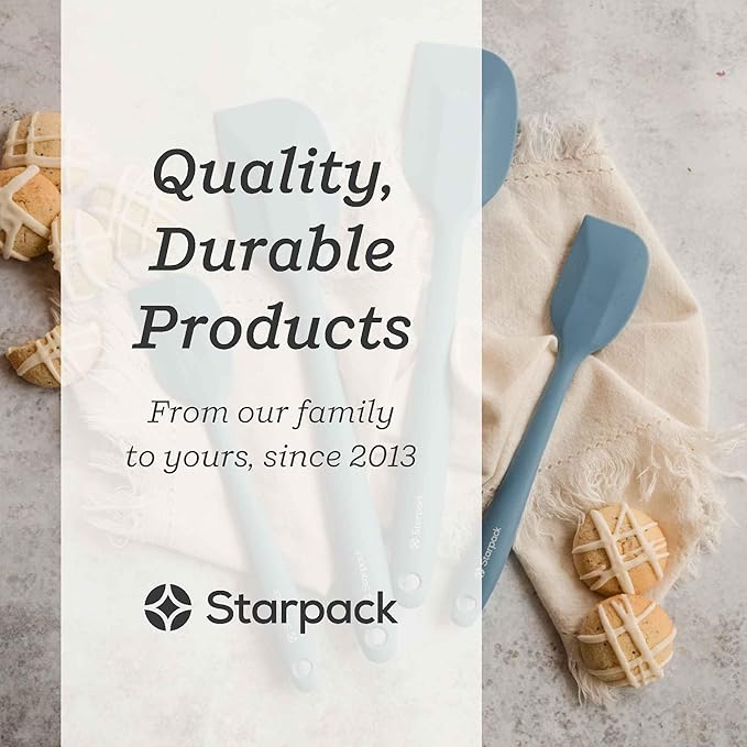 StarPack 'Scrape & Stir' Silicone Spatula Set (4 Pcs) - Heat Resistant Spatula Set 600째F - Food Grade Kitchen Spatulas - Nonstick Silicone Baking & Cooking Spatulas - Rubber Turner Set for Kitchen Use