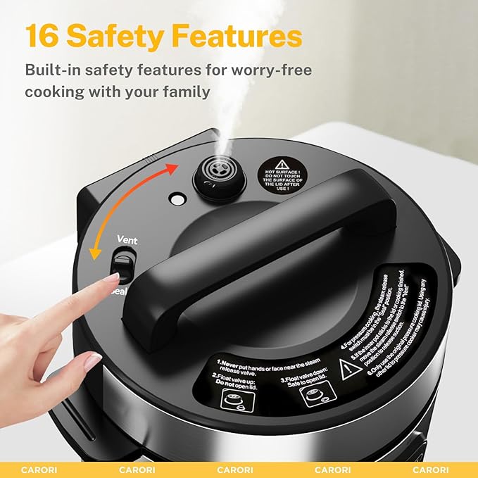 9-in-1 Electric Pressure Cooker, 1000W Instant Multi-Cooker with IMD Touchscreen, Olla de Presion, Non-Stick Pot, Rice Cook, Slow Cook, Steamer, Saut챕, Warmer, Safe Venting, Silver 8 Qt