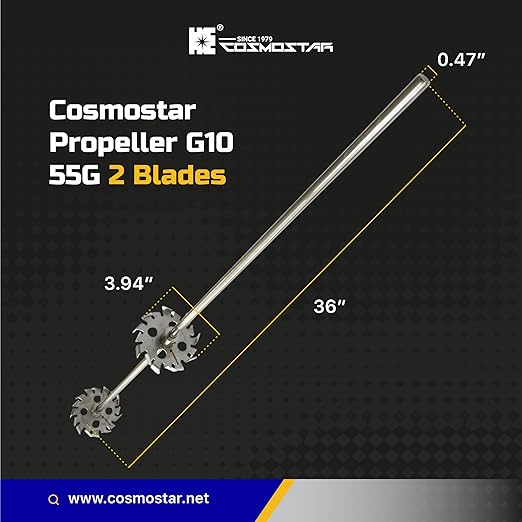 Cosmostar Stainless Steel Mixing 2 Gear Blades 55 Gallon Paint Mixer Stirring Propeller Tools for Paint Epoxy, Resin, Silicone Stirrer Paddle with OD: 0.47??Shaft Rod, Gear OD: 3.9" (2 Blades)