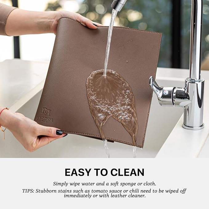 Baroyal Faux Leather Placemats Set of 6 Vinyl Washable Wipeable Table Mats for Kitchen Dining Table Heat Resistant Waterproof Modern Indoor/Outdoor Placemats Non-Slip Easy Clean Place Mats (Chocolat)