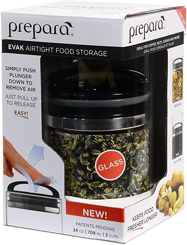 Prepara Evak Compact Glass Food Storage, Medium, Black