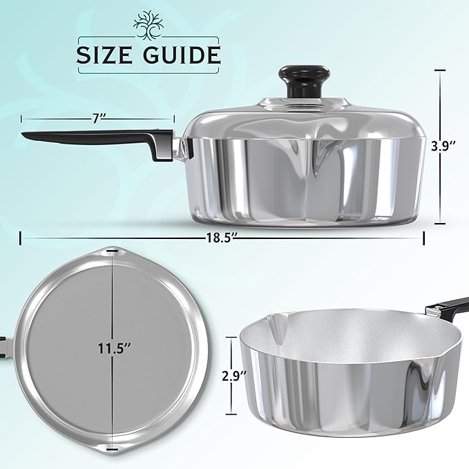 Cast Aluminum Saut챕 Pan with Lid 12 inch - Oven Safe Deep Frying Pan with Lid, Two Side Spouts and Ergonomic Stay-Cool Handle for Comfortable Grip and Pouring (4 Quart)