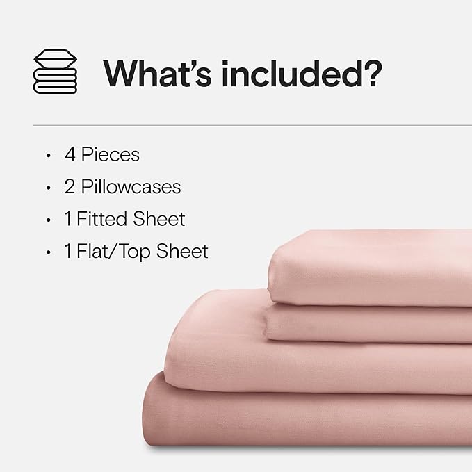 DOZ Sheet Set, 100% Viscose derived from Bamboo, Organically Grown, Buttery Soft, Cooling Sheets, High GSM, Deep Pockets - 4 Piece - 2 Pillowcases 1 Fitted 1 Top Sheet (Blush, Cal King)