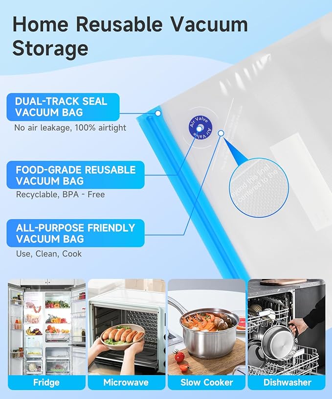 Handheld Vacuum Sealer for Food, Compact Vacuum Sealer Machine with 30pcs Reusable Vacuum Bags, Portable Cordless Save Food Kit with 10S+10M+10L, Food Storage for Freezer, Black