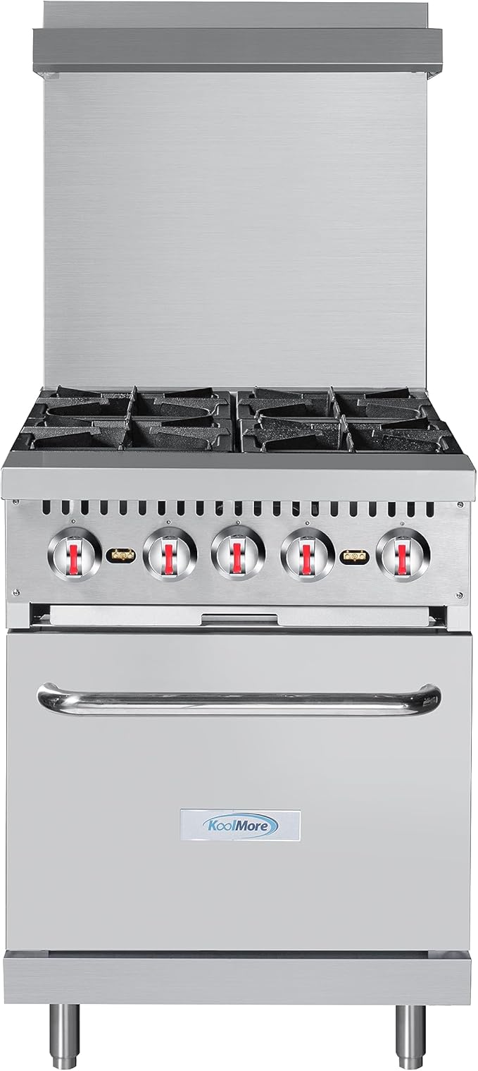 KoolMore 24 in. 4 Burner Commercial Natural Gas Range with Oven (KM-CR24-NG)