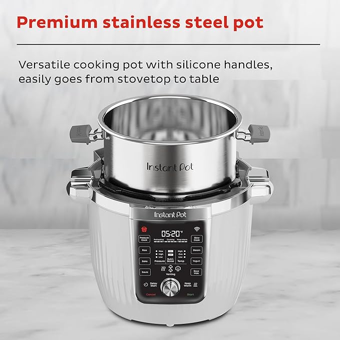 Instant Pot PRO Max Wi-Fi Smart 10-in-1 Pressure Cooker, Steamer, Saute, Warmer, Rice Cooker, Yogurt Maker, Sous Vide, Baker, NutriBoost - Includes App with 2000+ Recipes - 6 Quart