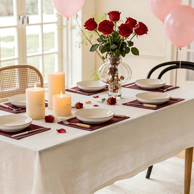 Home Brilliant Red Placemats Set of 8 Cloth Placemat for Holiday Valentine's Day Heat Resistant Dining Table Mats Kitchen Washable Place Mats, Wine Red