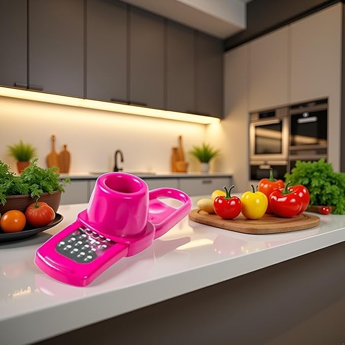 Mini Multifunction Garlic Ginger Grater Tool,Nutmeg Grinder,Kitchen Manual Fruit Vegetable Nuts Chopper Grinder,Graters Peeling,Grating and Slicing Tools (Rose Red)