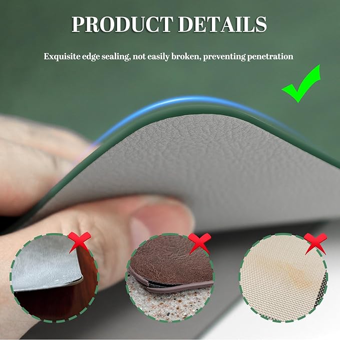 BLESWIN Faux Leather Placemats, PU Dining Table, Waterproof and Oil Resistant Easy to Clean, Heat Resistant Reversible Use Table Mats for Kitchen, Dining Table, Outdoor ??12 횞 17 Inch, Forest&Grey