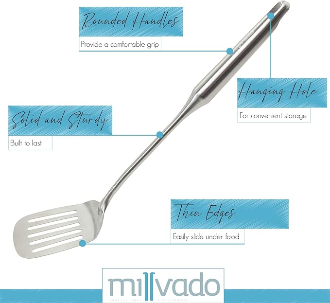 Stainless Steel Cooking Spatula,15 Inch Metal Turner, Kitchen Slotted Flipper For Grills, Camping BBQ?셲, Frying Pancakes, Burgers, Large Cookware For the Professional Chef