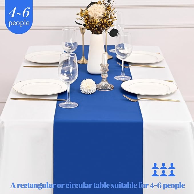 12 Pack Royal Blue Table Runner, 6FT Polyester Table Runners,12x72 inch Rustic Farmhouse Table Runner, Washable and Reusable Table Runners for Wedding Birthday Parties Banquet Table Decorations