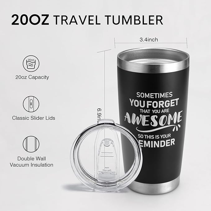 NOWWISH Gifts for Men, Inspirational Gift Tumbler, Birthday Gifts for Men Dad Father Husband Boyfriend Best Friend - Black 20oz
