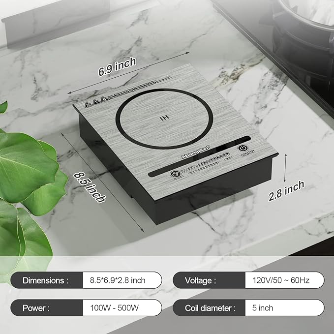 Mini Induction Cooktop, 500W /110V Mini Electric Countertop Burners Portable Small Induction Hot Plate Even Heating for RV Travel & Outdoor Abangdun