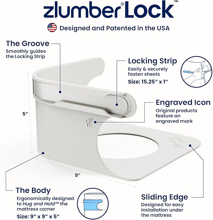 The Original USA Patented ZlumberLock ??Secure Sheet Holder with Heavy-Duty Mattress Straps ??No More Loose Bedding, Universal Fit, Easy One-Time Installation