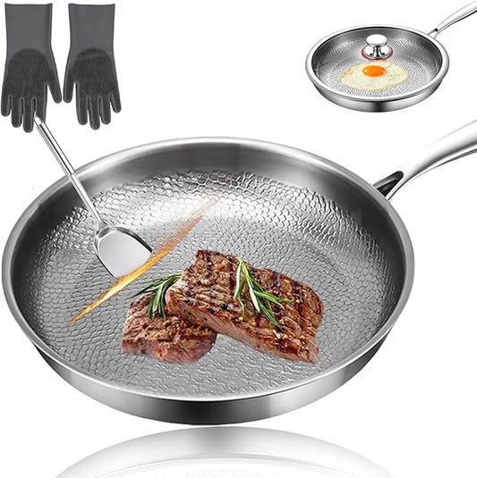 Titanium Pan, 2026 Upgrade To 100% Non-Toxic Titanium Skillet, 12 inch Non Stick Titaniums Cookware Pan, Extreme Heat-Resistant & Lasts a Lifetime (10.23in, No Lid)