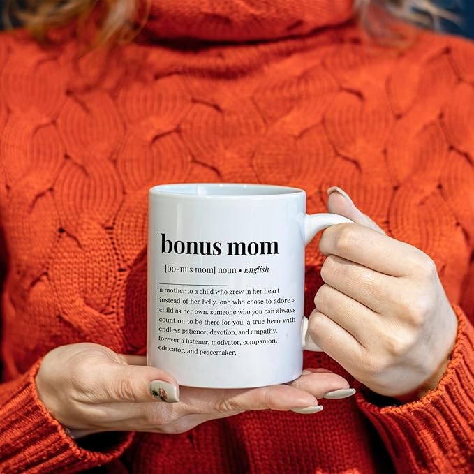 Bonus Mom Definition Coffee Mugs Cup, Bonus Mom Gifts, Birthday Gifts for Stepmom from Stepdaughter Stepson, Christmas Mother?셲 Day Coffee Mug Cup Tea Cup 11oz, Double Side Printed