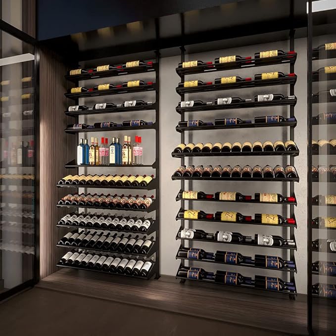 Ultra Wine Racks Showcase Bespoke Wine Display - Black, Storage for 105 Bottles, Horizontal & Display Rows, Wine Rack for Wine Cellars, Home Bars, & Dining Rooms