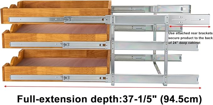 DINDON 3 Tier Pull Out Cabinet Organizer 20?쓂 X21?쒭 Slide Out Shelves With Shelf Liner for Kitchen Wood Roll Out Drawers Pantry Organization