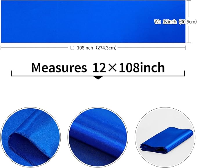 4-Pack Royal Blue Satin Table Runner 12 x 108 Inch Long Bright and Smooth Silk Fabric Table Runner for Wedding Banquet Birthday Party Decoration