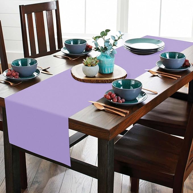 12 Pack Lavender Polyester Table Runner 12 x 108 Inch Long Rustic Farmhouse Wedding Table Runners, Washable and Reusable Table Runner for Wedding Birthday Parties Banquet Table Decorations