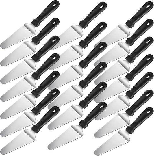 40 Pcs Pizza Spatula Pie Server Stainless Steel Cake Serving Spatula Non Slip Easy to Grip Baking Triangular Spade Plastic Handle Shovel for Desserts Pizza Pie Cake Biscuit